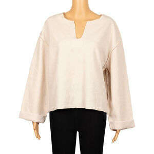 American Rose Henley Oversize Sweater Ivory Size M/L